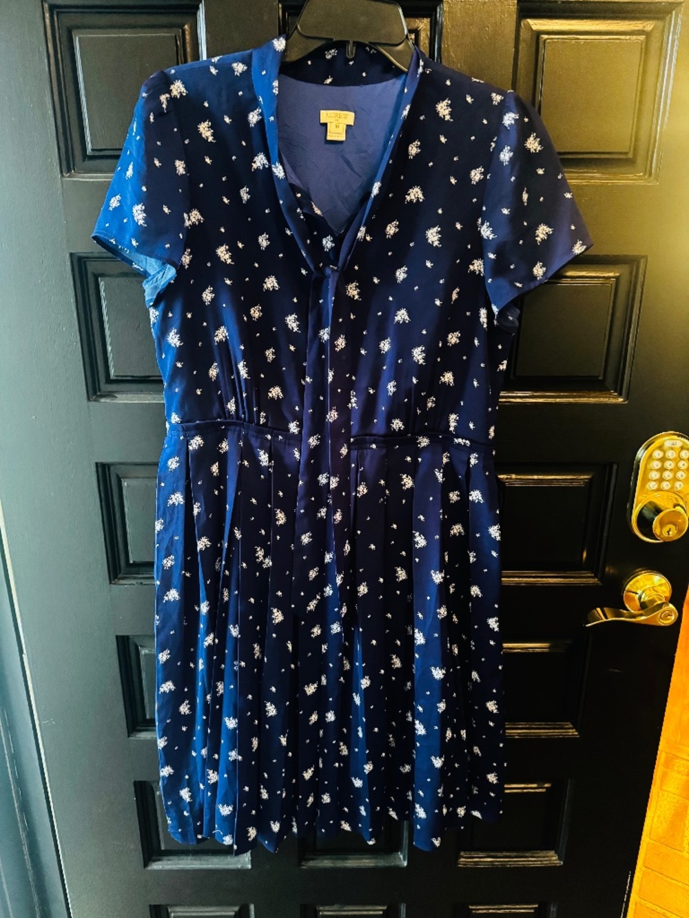 J Crew size 10 Women’s Dress short sleeve pleated skirt blue and white